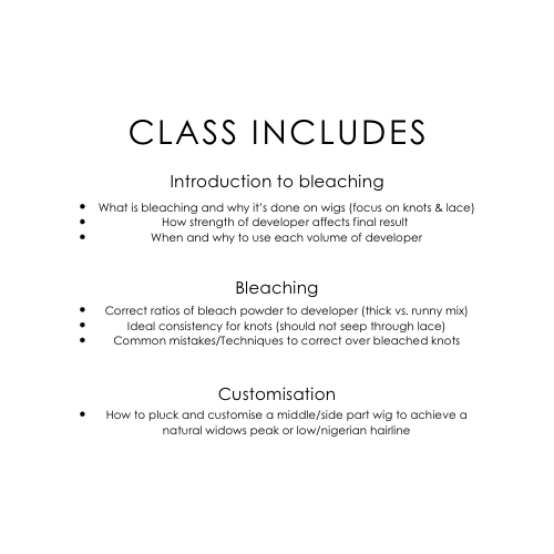 1:1 BLEACHING & CUSTOMISATION (ONLY)CLASS