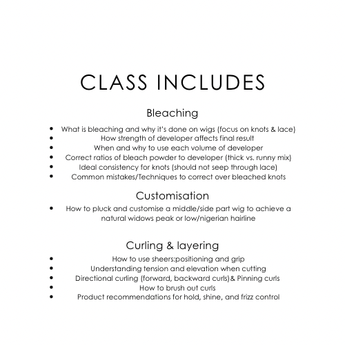 1:1 LAYERING,CURLING& CUSTOMISATION CLASS