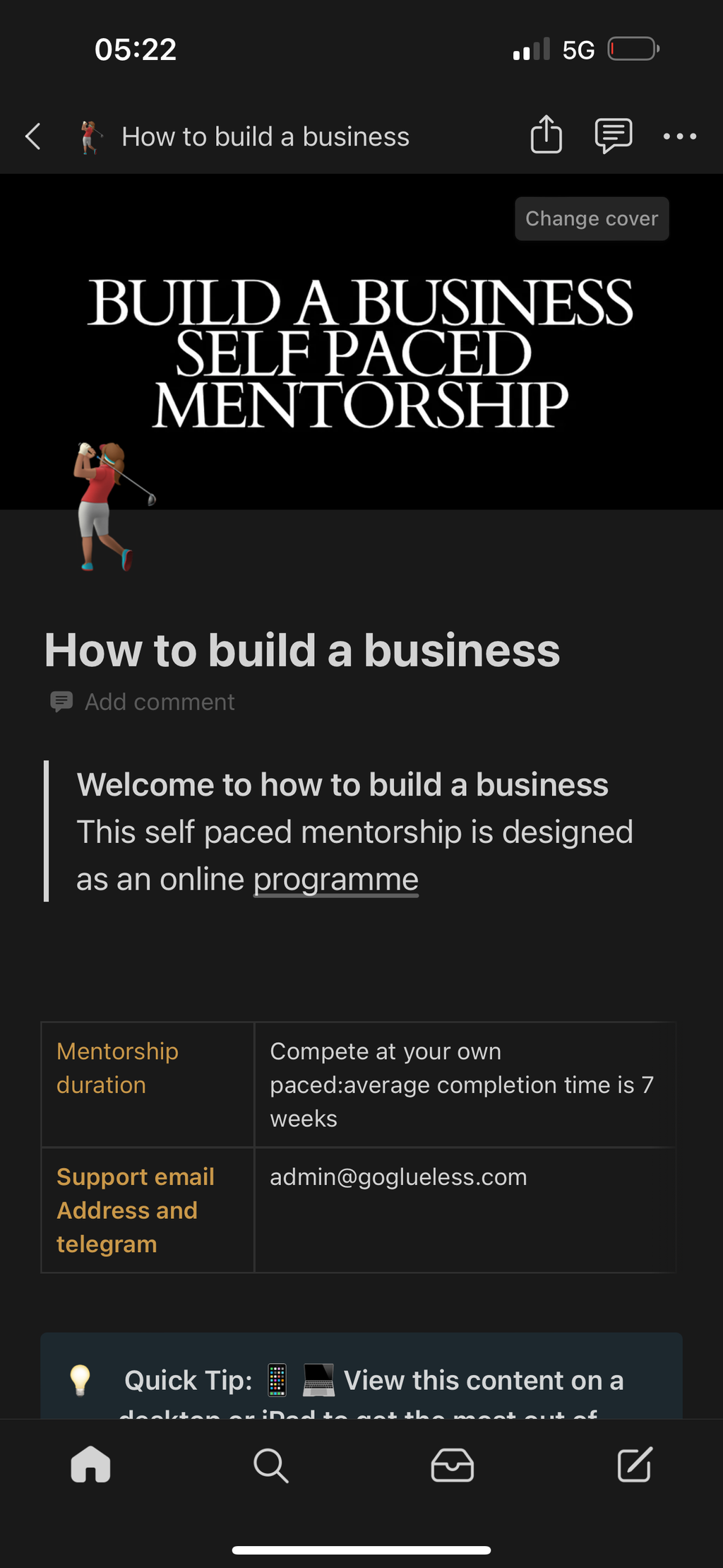 HOW TO BUILD A BUSINESS Self paced mentorship + free 1 hour coaching call